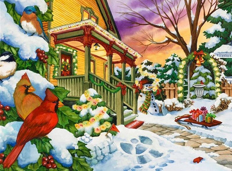 Decoraciones Navideñas delante de la Casa Pintar por Números
