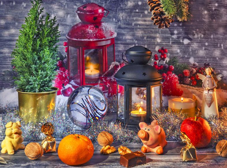 Decoraciones Navideñas en la Mesa Pintar por Números
