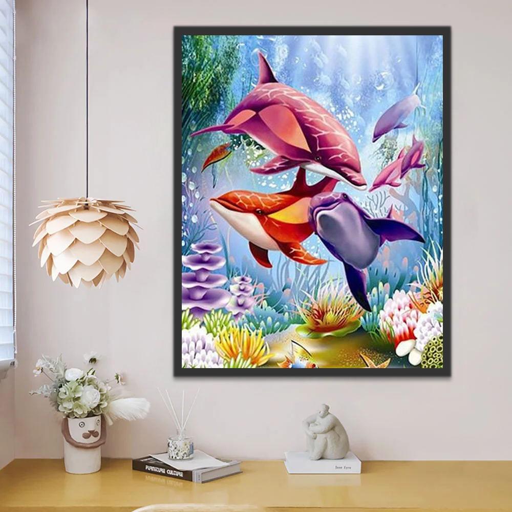 Delfines de Colores Diversos Pintar por Números