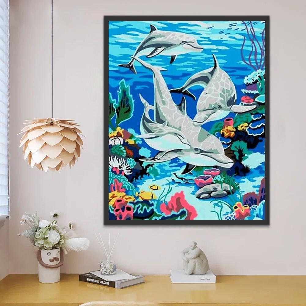 Delfines en los Corales Pintar por Números