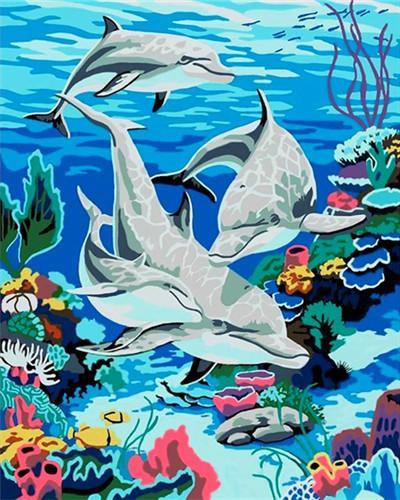 Delfines en los Corales Pintar por Números