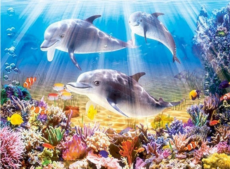 Delfines y Corales Submarinos Pintar por Números