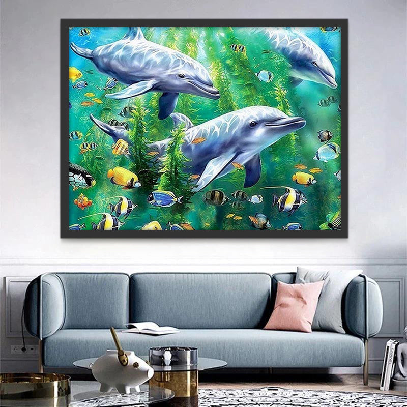 Delfines y Peces en las Algas Pintar por Números