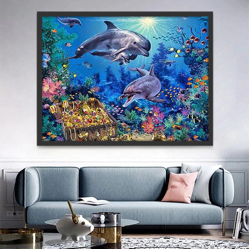 Delfines y Tesoro del Fondo Marino Pintar por Números