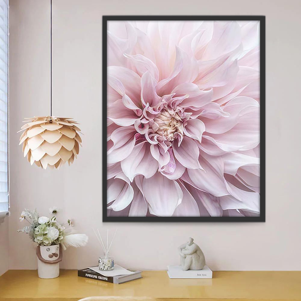 Detalle de Flor de Dalia de Color Rosado Claro Pintar por Números