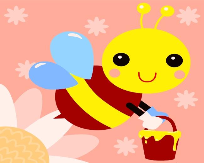 Dibujo de Abeja Linda con Alas Azules Pintar por Números Niños
