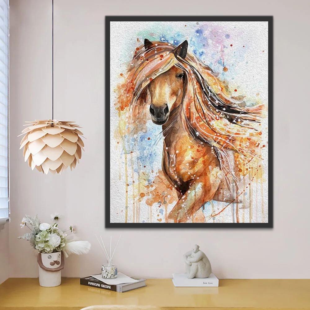 Dibujo de Acuarela de Caballo Anaranjado Pintar por Números