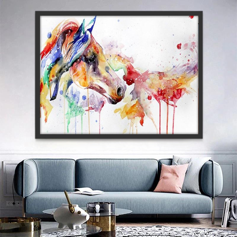 Dibujo de Acuarela de Caballo con Fondo Blanco Pintar por Números