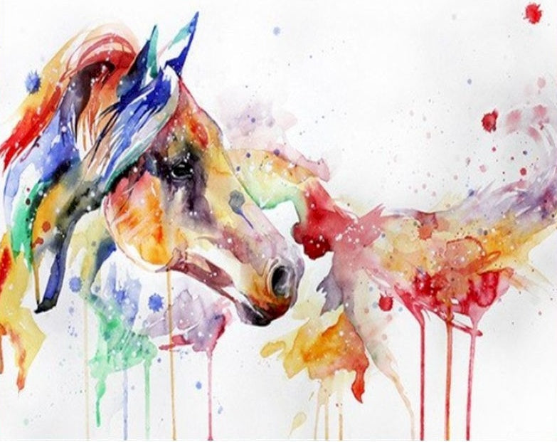 Dibujo de Acuarela de Caballo con Fondo Blanco Pintar por Números