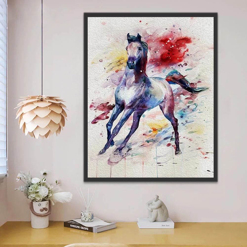 Dibujo de Acuarela de Caballo Corriendo Pintar por Números