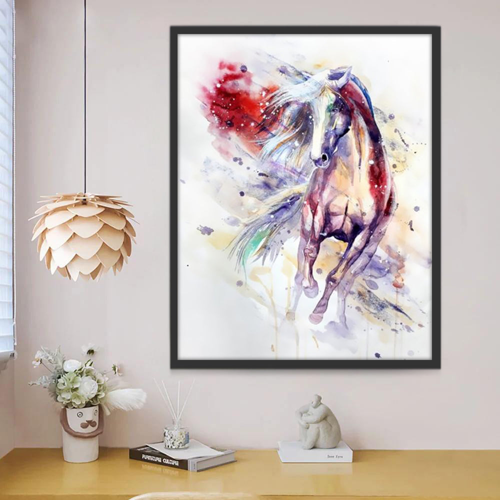Dibujo de Acuarela de Caballo Corriendo Pintar por Números