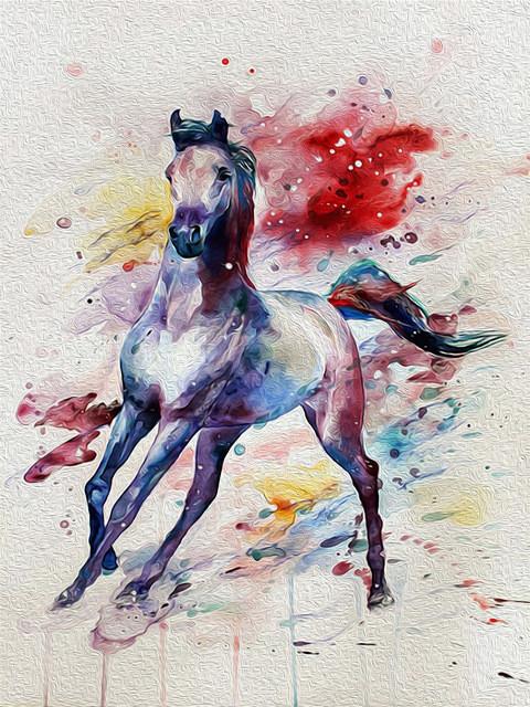 Dibujo de Acuarela de Caballo Corriendo Pintar por Números