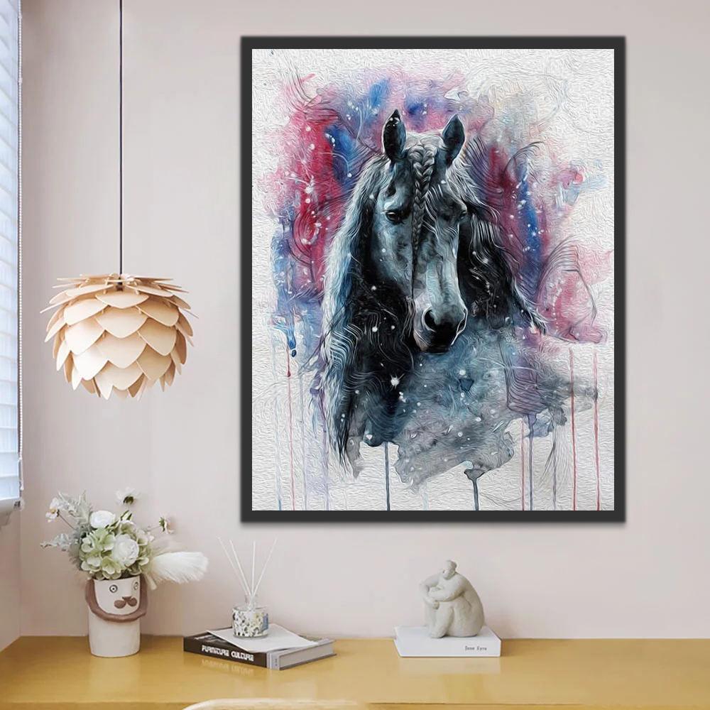 Dibujo de Acuarela de Caballo Verde Pintar por Números