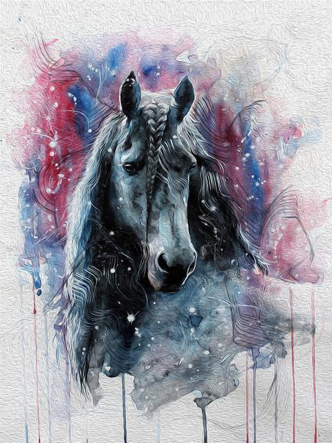 Dibujo de Acuarela de Caballo Verde Pintar por Números