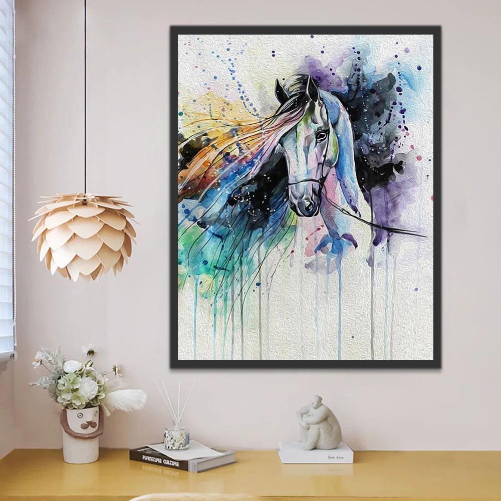 Dibujo de Acuarela de Cabeza de Caballo Pintar por Números