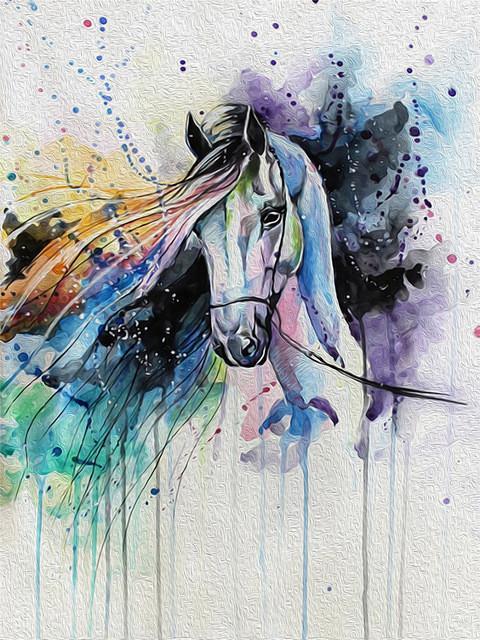 Dibujo de Acuarela de Cabeza de Caballo Pintar por Números