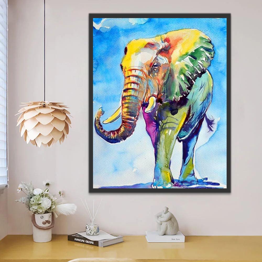 Dibujo de Acuarela de Elefante Pintar por Números