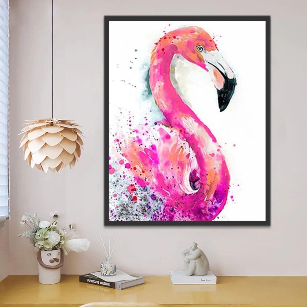 Dibujo de Acuarela de Flamenco Rosa Pintar por Números