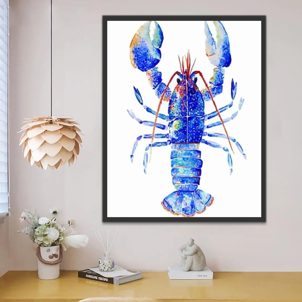Dibujo de Acuarela de Langosta Azul Pintar por Números