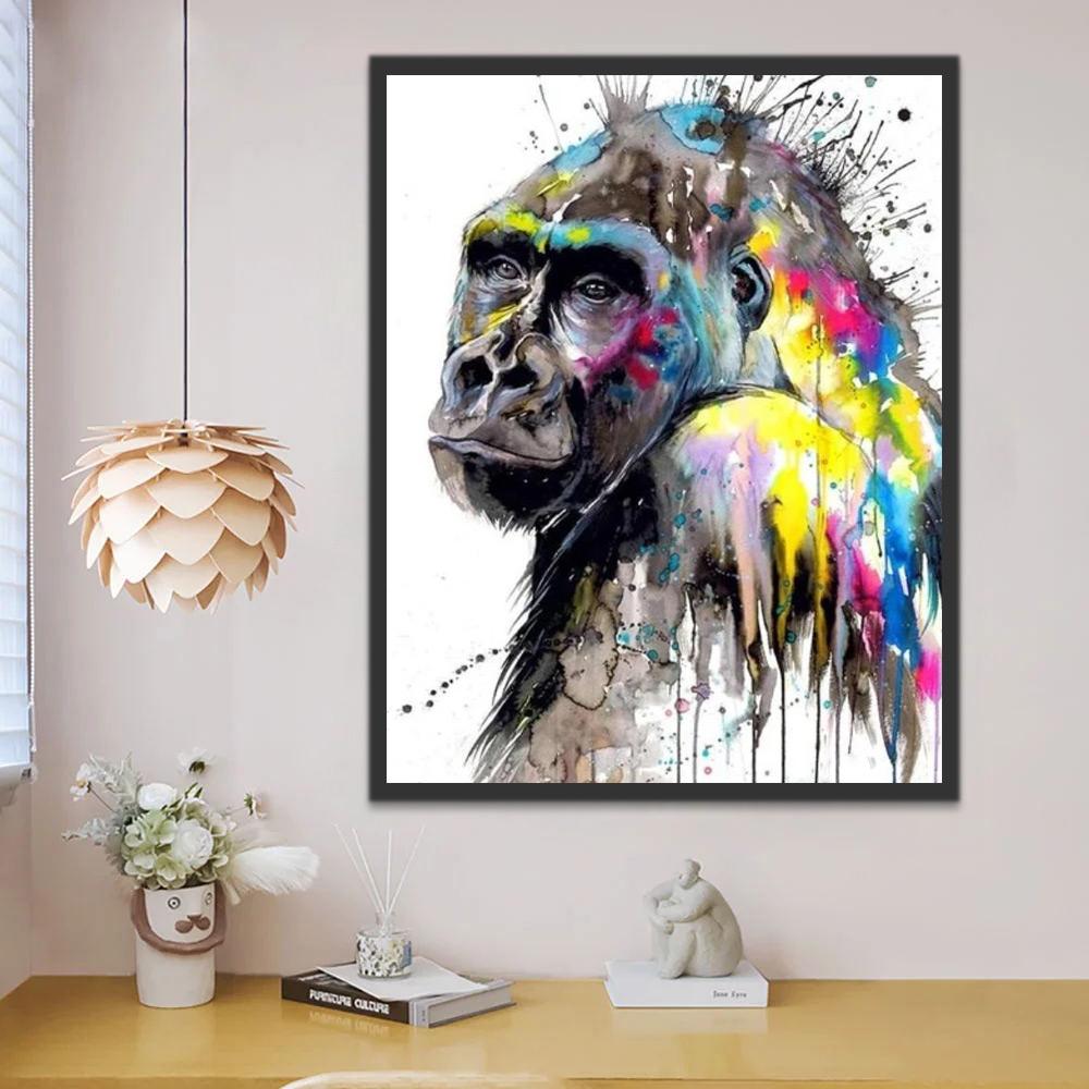 Dibujo de Acuarela de Mono Colorido Pintar por Números