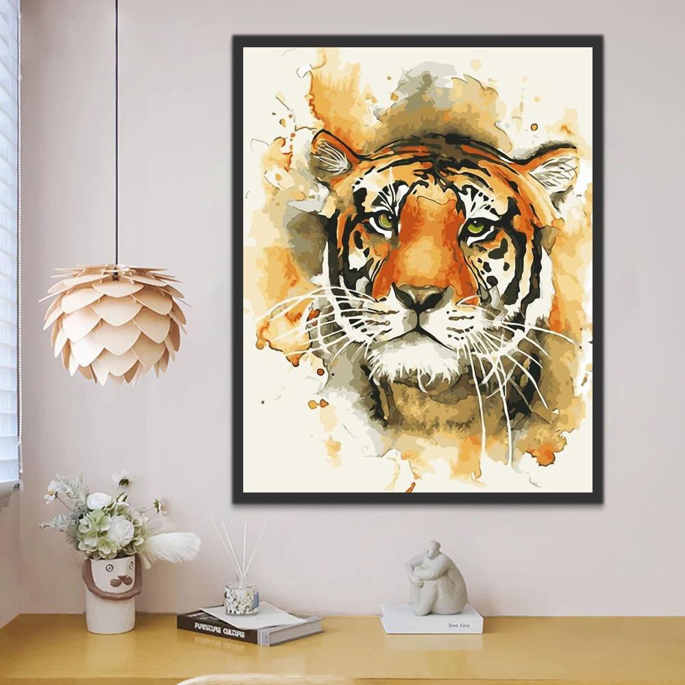 Dibujo de Acuarela de Tigre Pintar por Números