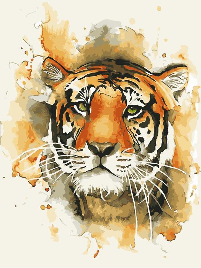 Dibujo de Acuarela de Tigre Pintar por Números