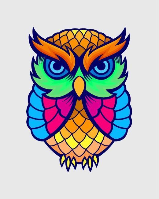 Dibujo de Búho Colorido Pintar por Números Niños