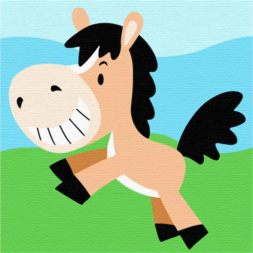 Dibujo de Caballo Adorable con Sonrisa Pintar por Números Niños