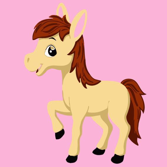 Dibujo de Caballo con Melena Marrón Pintar por Números Niños