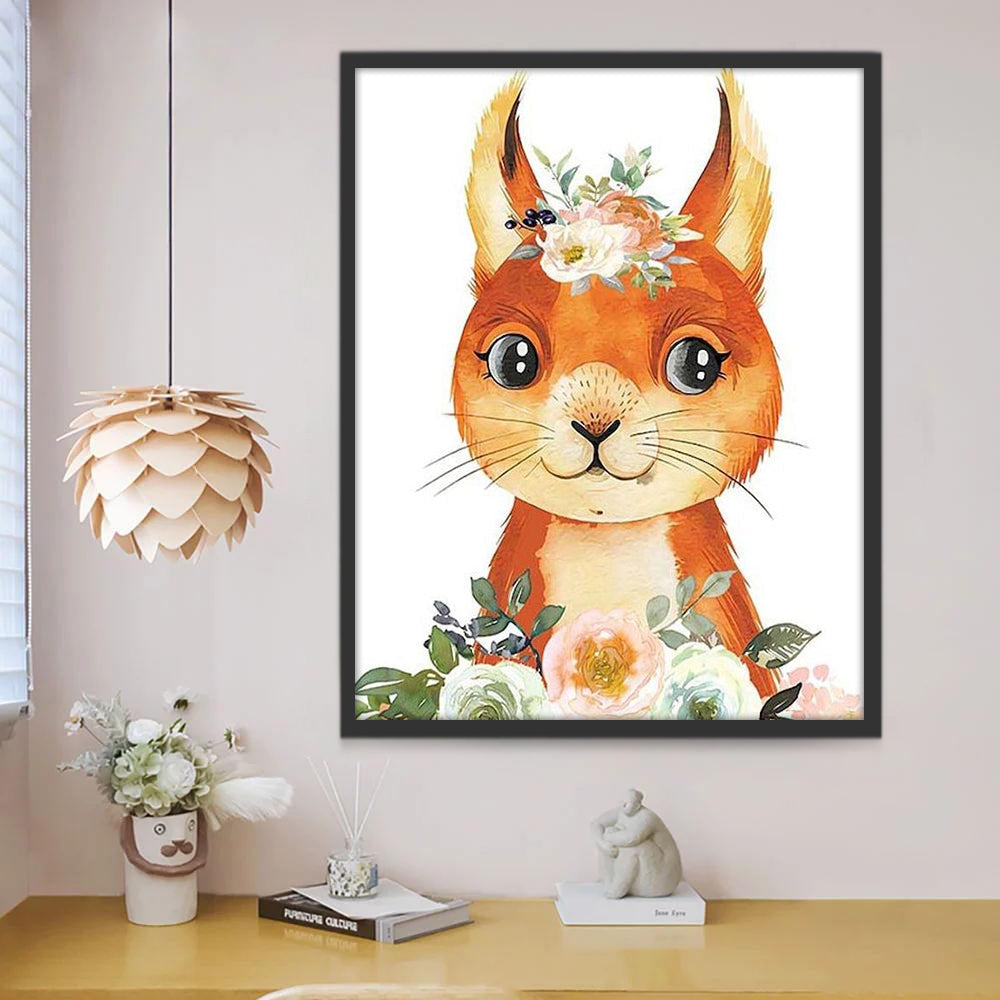 Dibujo de Conejo Lindo y Flores Pintar por Números
