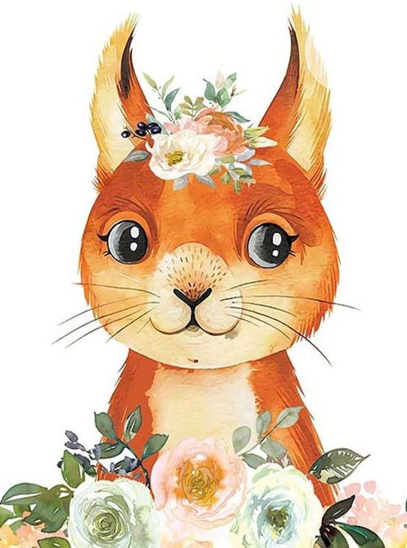 Dibujo de Conejo Lindo y Flores Pintar por Números