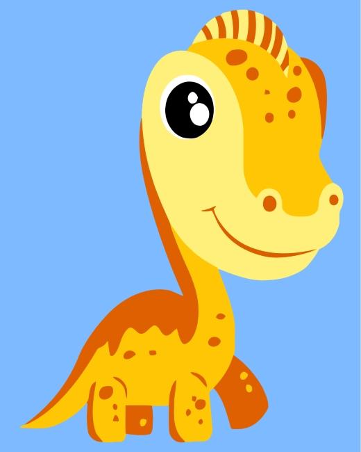 Dibujo de Dinosaurio Amarillo Lindo en Fondo Azul Pintar por Números Niños