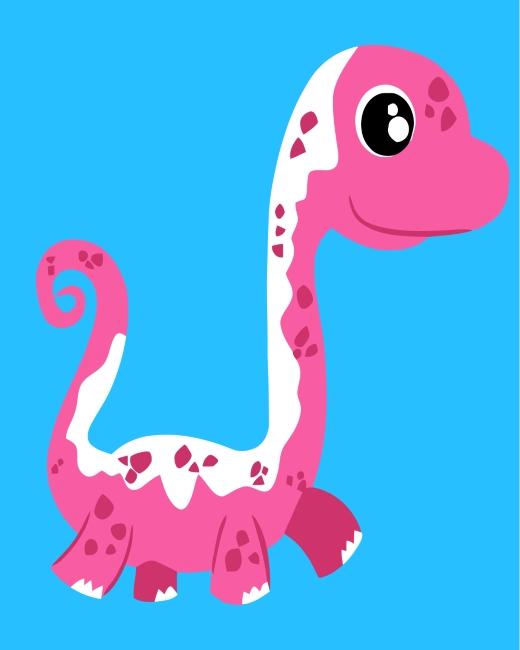 Dibujo de Dinosaurio Lindo Morado con Cuello Largo Pintar por Números Niños