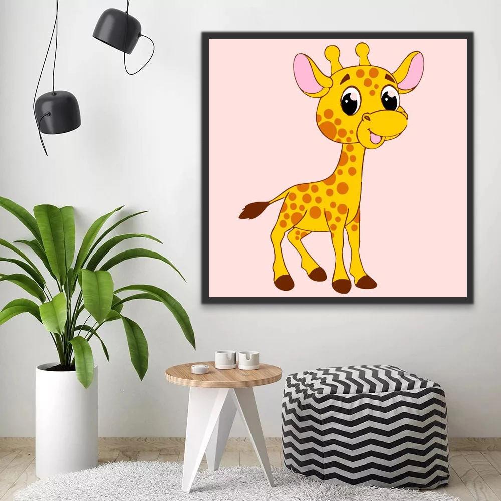 Dibujo de Jirafa Linda Pequeña Pintar por Números Niños