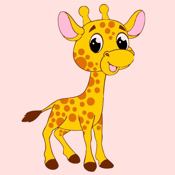 Dibujo de Jirafa Linda Pequeña Pintar por Números Niños