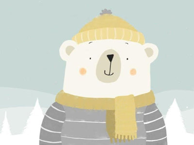 Dibujo de Oso Polar con Gorro y Bufanda y Ropa Pintar por Números