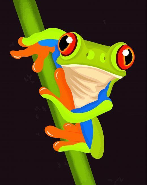 Dibujo de Rana Arborícola de Ojos Rojos Pintar por Números Niños