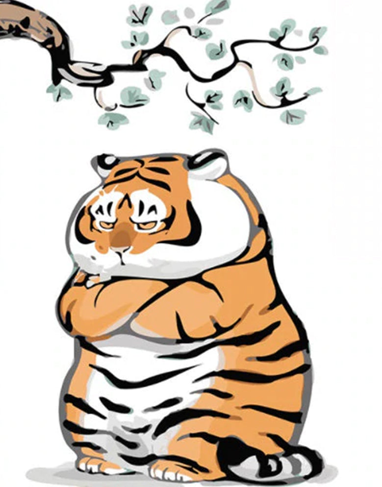Dibujo de Tigre Bajo Rama de Árbol Pintar por Números