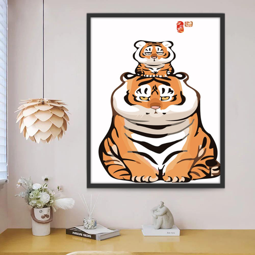 Dibujo de Tigres Adorables Pintar por Números