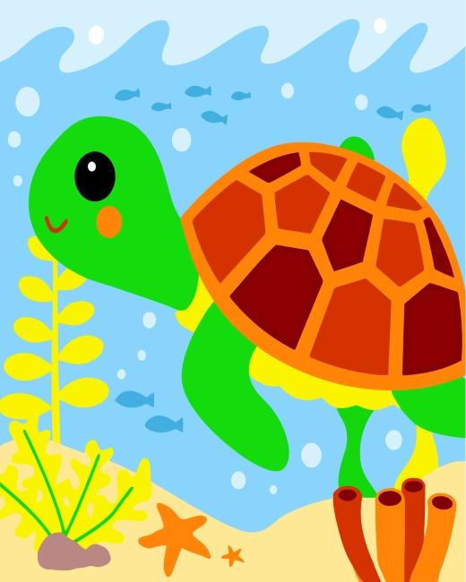 Dibujo de Tortuga Marina Adorable Pintar por Números Niños