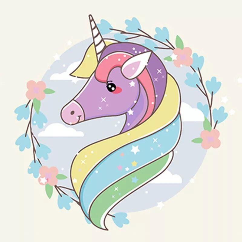 Dibujo de Unicornio en Círculo de Flores Pintar por Números Niños