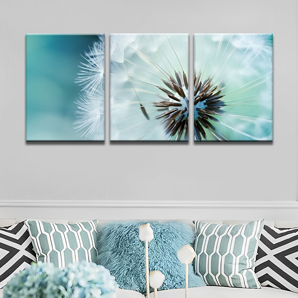 Diente de León con Fondo de Color Cian 3 Partes Pintar por Números