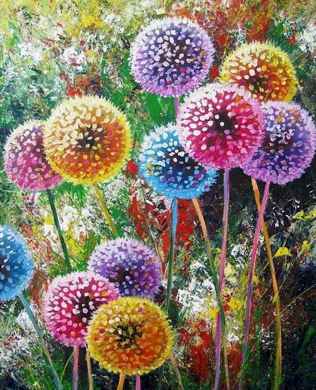 Diente de León de Color Arcoíris en el Césped Pintar por Números