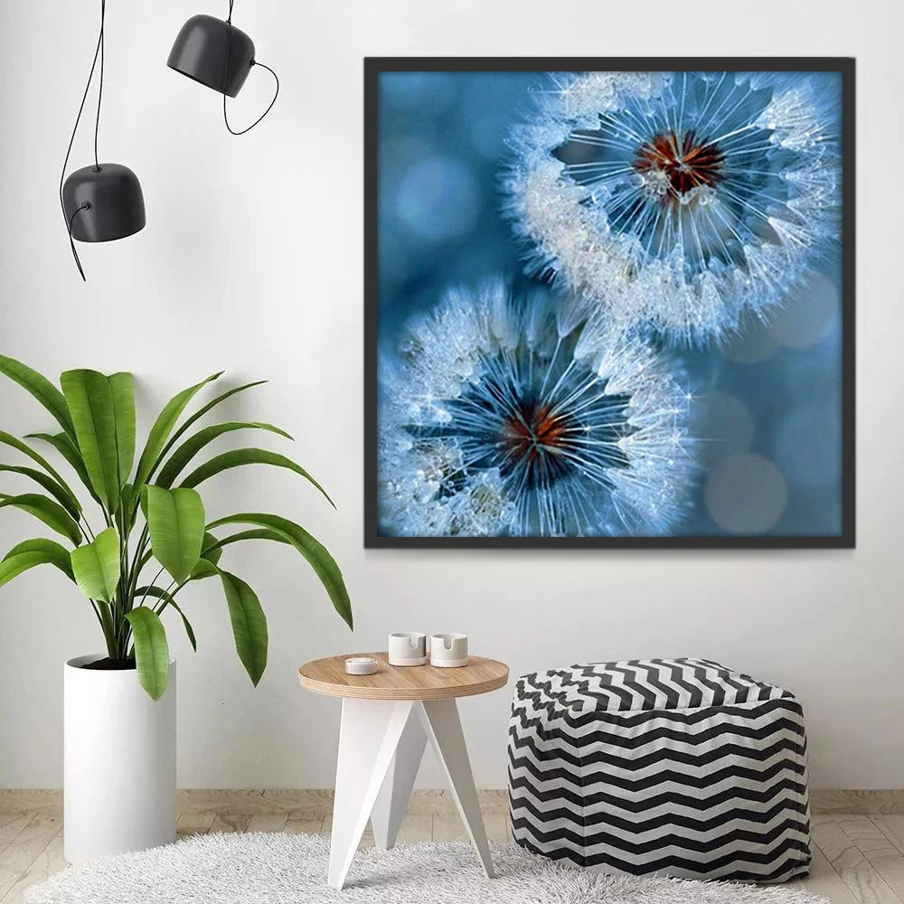 Diente de León de Color Azul con Fondo Difuso Pintar por Números