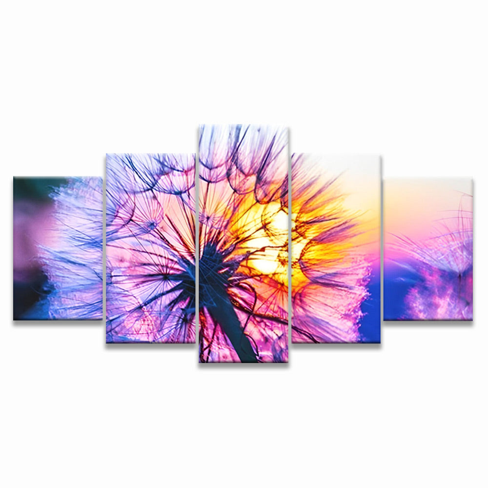 Diente de León de Color Morado al Atardecer 5 Partes Pintar por Números