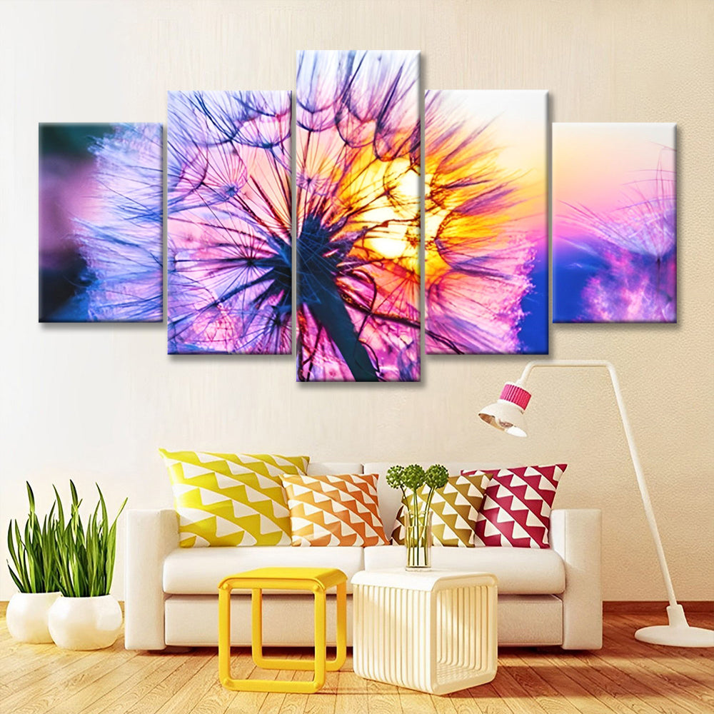 Diente de León de Color Morado al Atardecer 5 Partes Pintar por Números