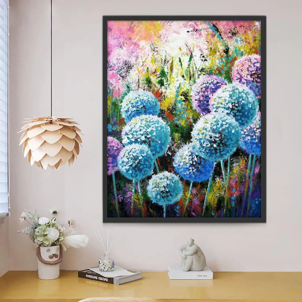Diente de León de Color Morado y Azul Pintar por Números