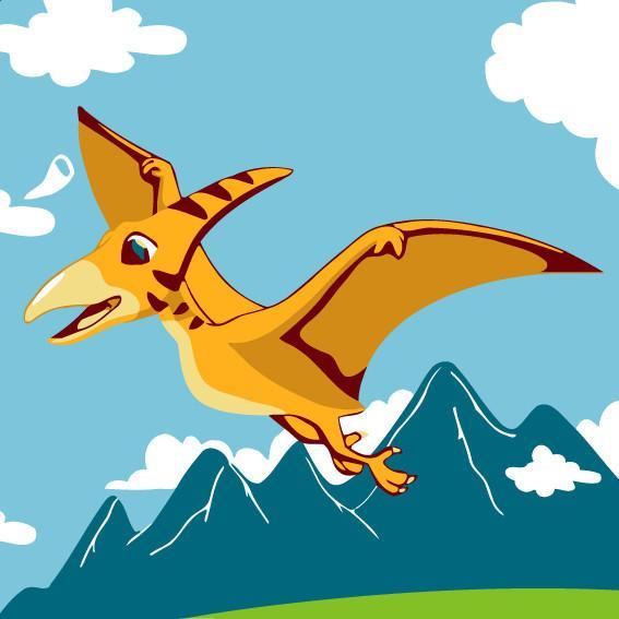 Dinosaurio Alado Volando entre Montañas Pintar por Números Niños