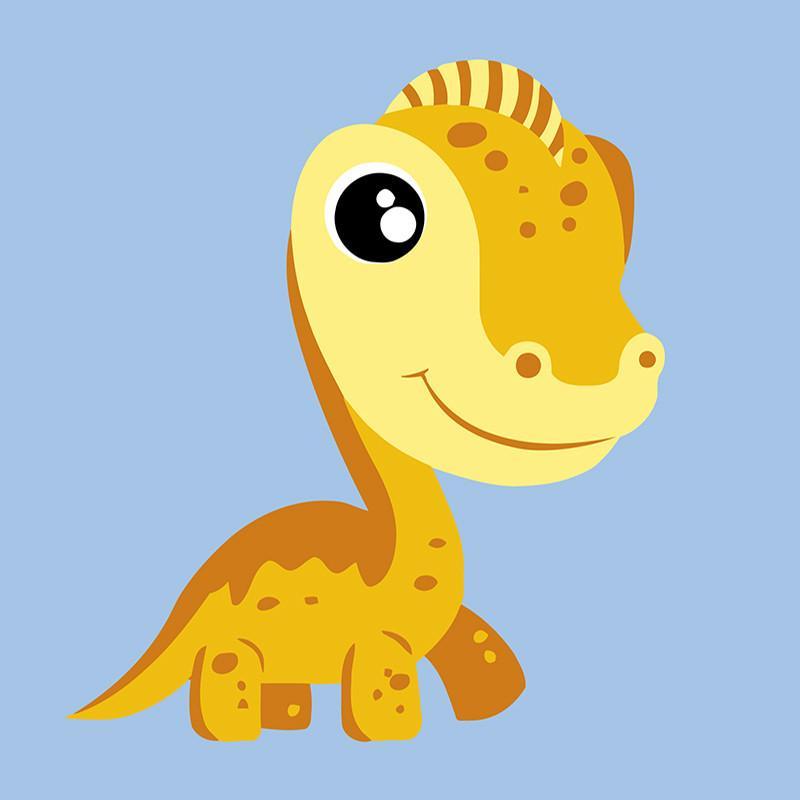 Dinosaurio Amarillo Lindo en Fondo Azul Pintar por Números Niños