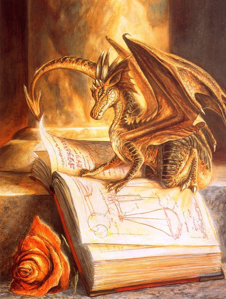 Dinosaurio Dorado Pequeño y Rosa Roja y un Libro Pintar por Números